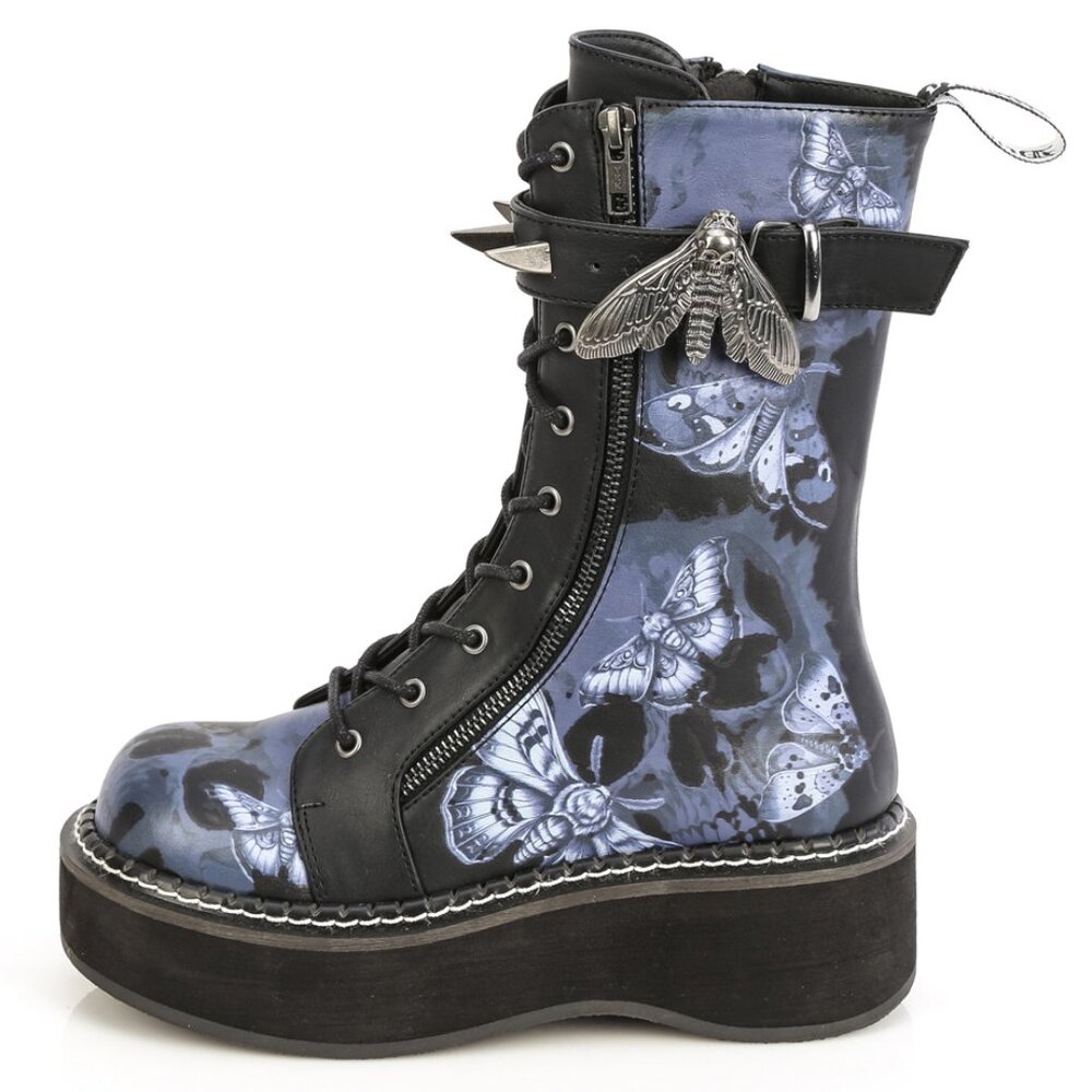 Whimsigoth Moth Butterfly Platform Lace Up Boots